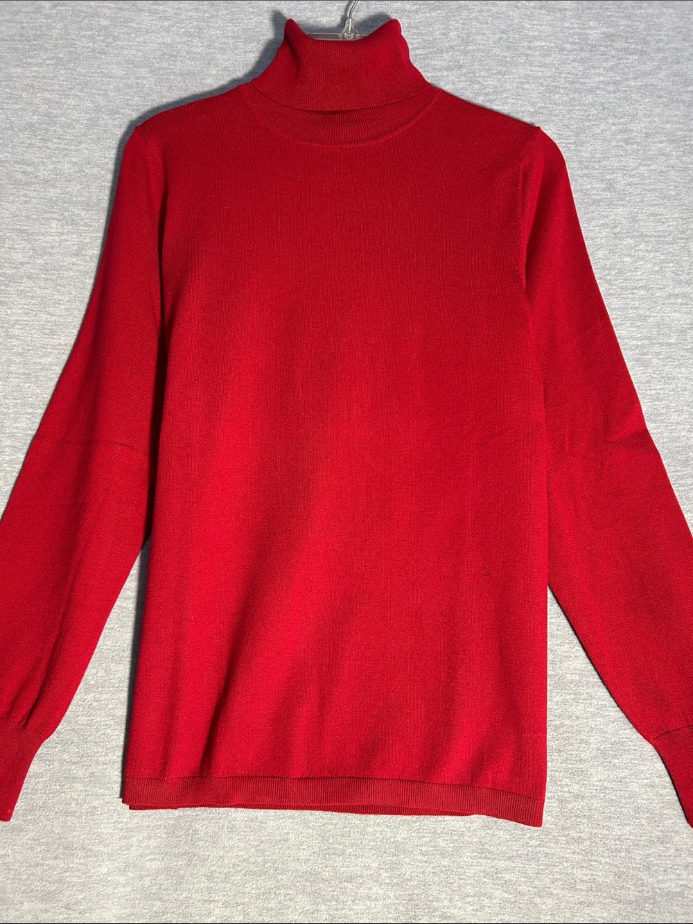 TALBOTS Holiday Christmas Valentines Cotton Blend Spandex Stretch Turtleneck